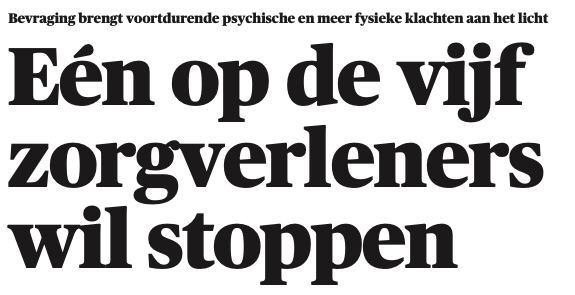 Doctors4Doctors De Morgen een op de vijf zorgverleners wil stoppen